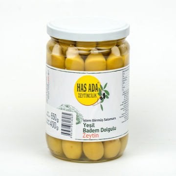 BADEM DOLGULU YEŞİL ZEYTİN- 1/2LİK CAM KAV.